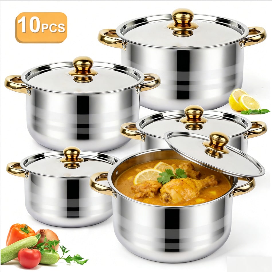 Home Cooking Set - Ensemble de casseroles en acier inoxydable,